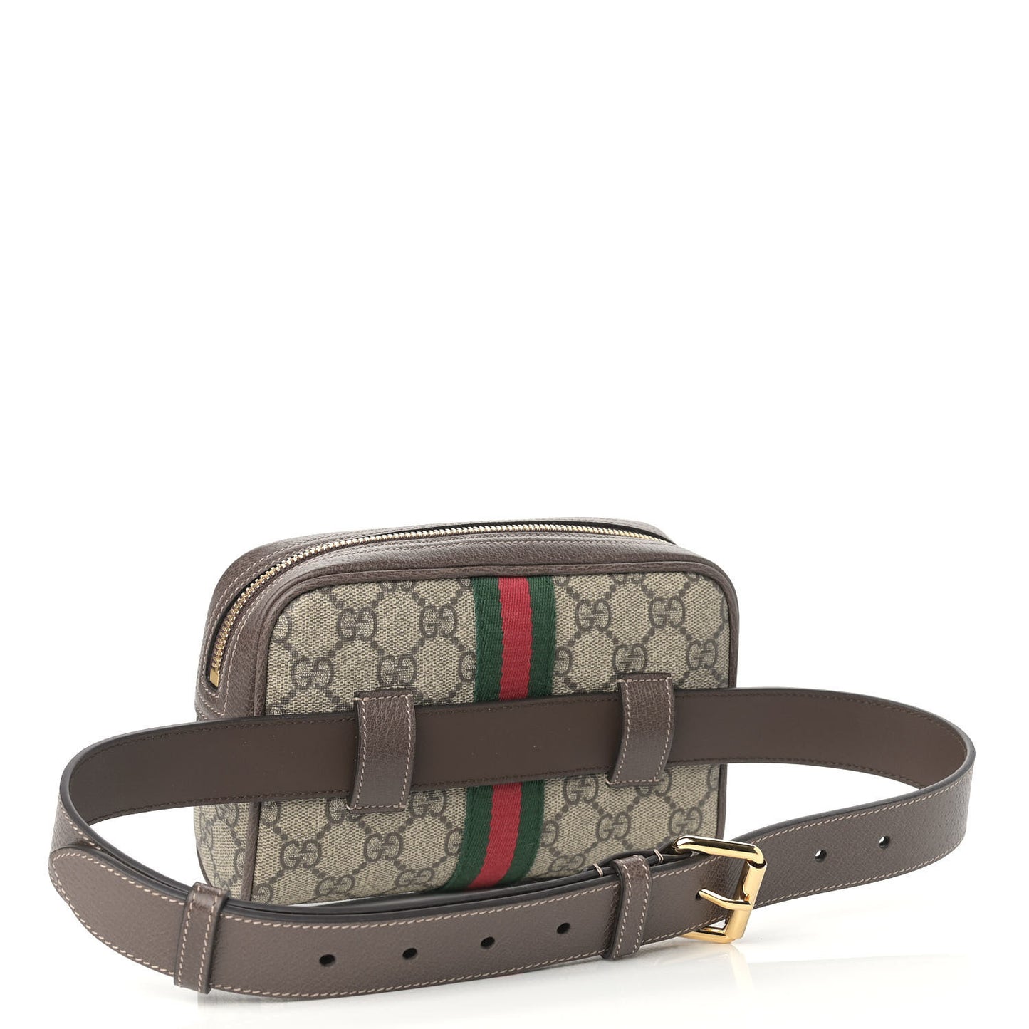 GG Supreme Monogram Web Small Ophidia Belt Bag 75 30 Dark Brown