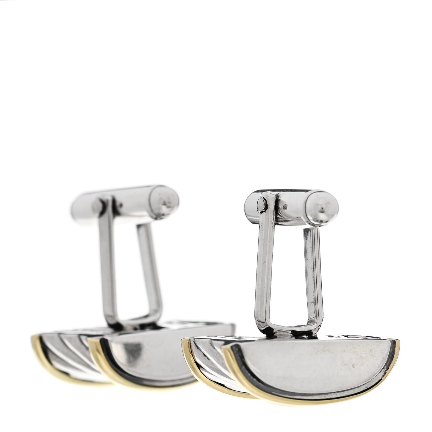 Sterling Silver 14K Yellow Gold Cigar Band Cufflinks