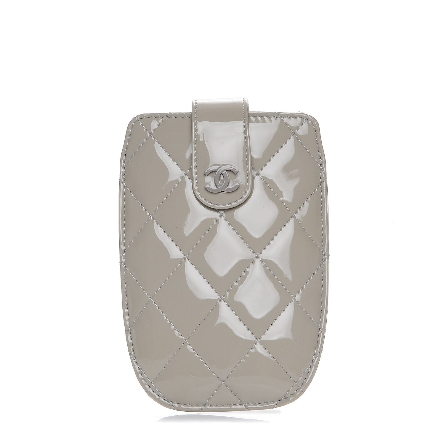 Patent Quilted Cell Phone Case Light Grey