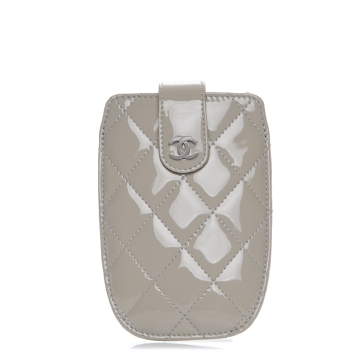 Chanel Patent Quilted Cell Phone Case Light Grey 1 of 8
