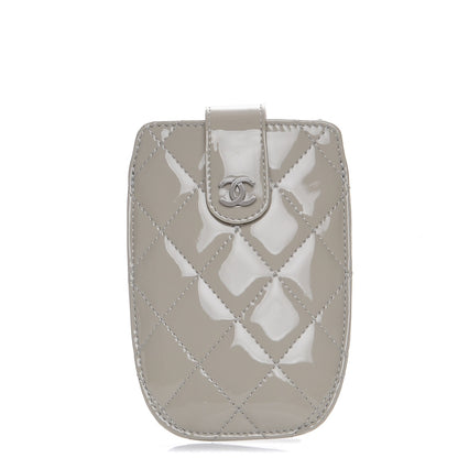 Chanel Patent Quilted Cell Phone Case Light Grey 1 of 8