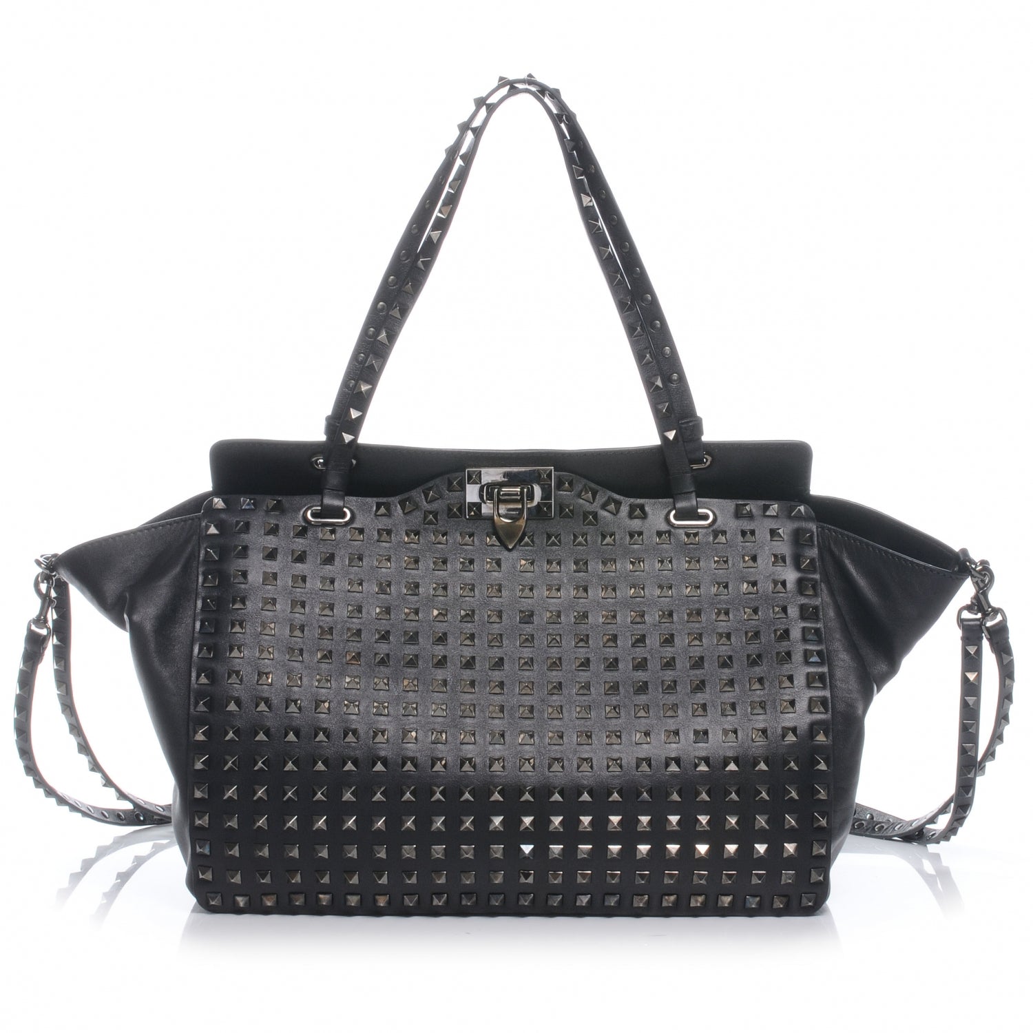 Valentino Garavani Vitello Medium Rockstud All Over Tote Black 1 of 7