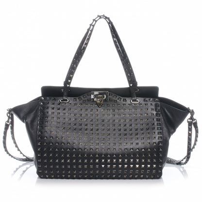 Valentino Garavani Vitello Medium Rockstud All Over Tote Black 1 of 7