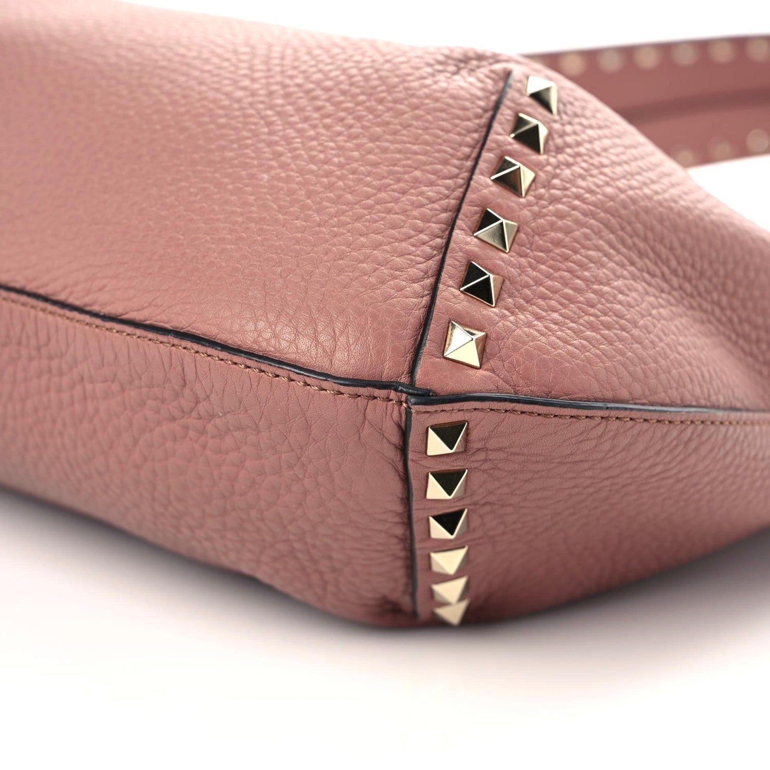 Valentino Garavani Pebbled Calfskin Small Rockstud Flip Lock Hobo Dark Nude 6 of 8