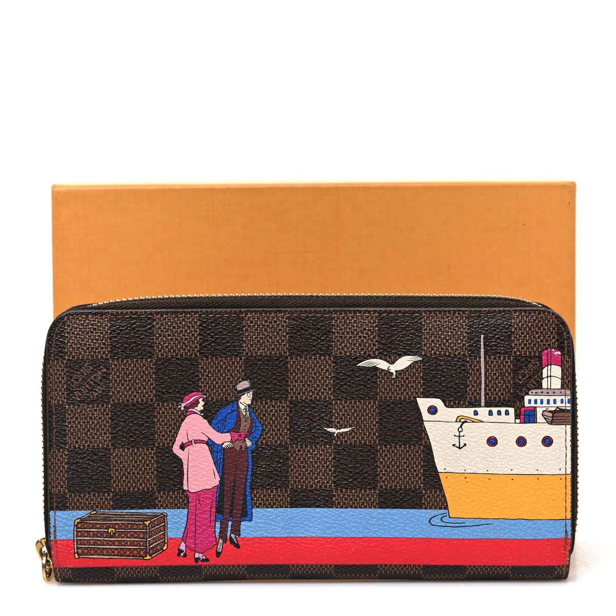 Damier Ebene 2016 Christmas Animation Zippy Wallet Rouge
