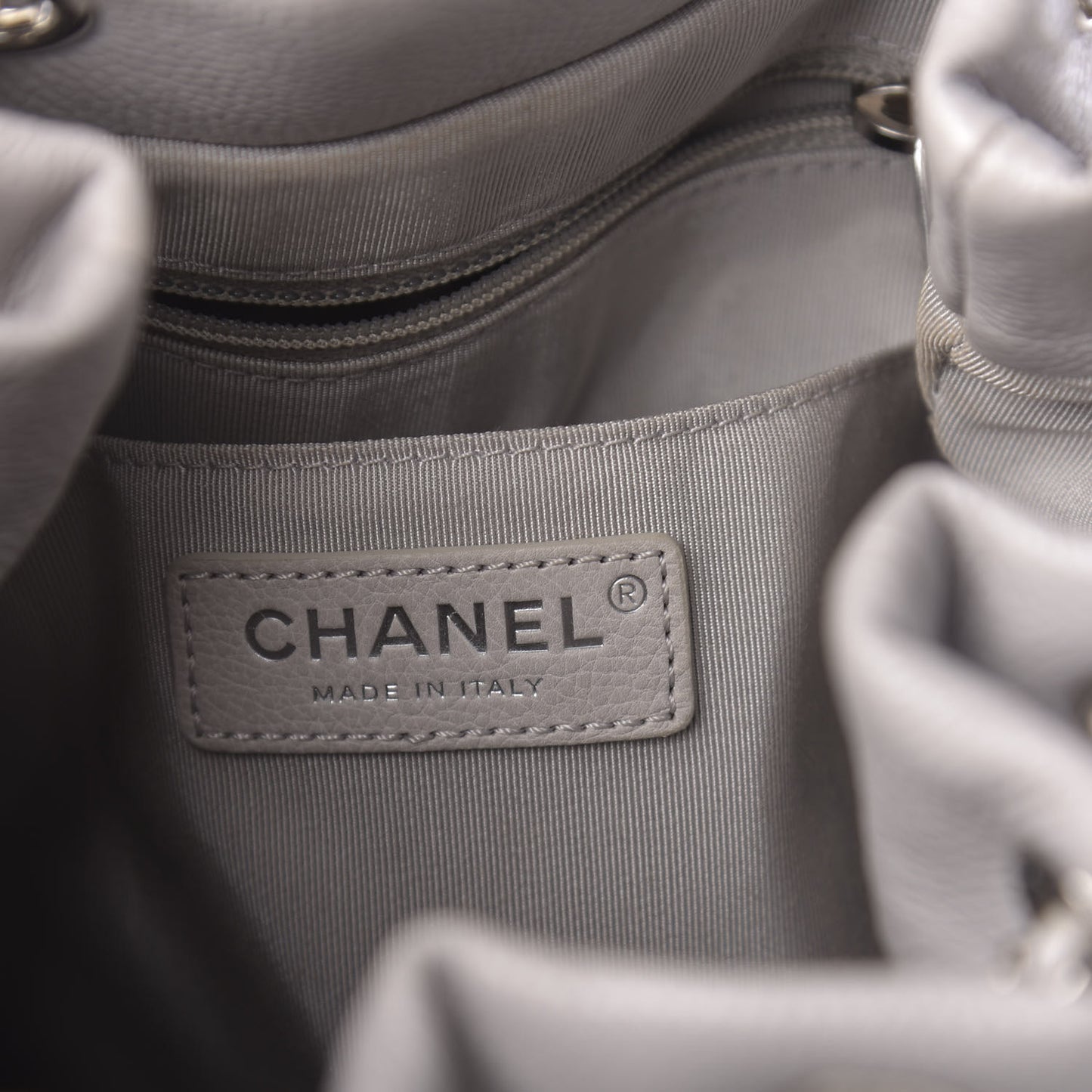 Caviar Quilted Small Chain Bucket Bag Light Gray