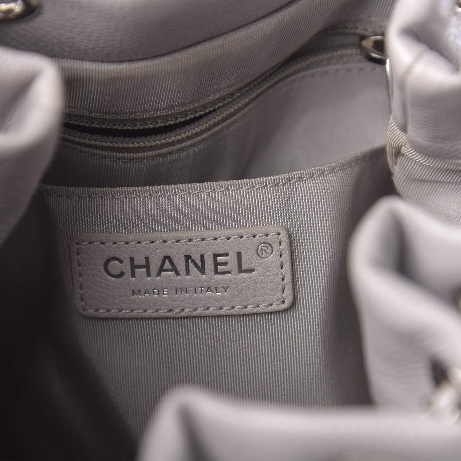 Chanel Caviar Quilted Small Chain Bucket Bag Light Gray 9 of 11