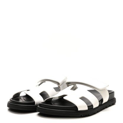 Hermes Calfskin Womens Chypre Sandals 37 White 4 of 12