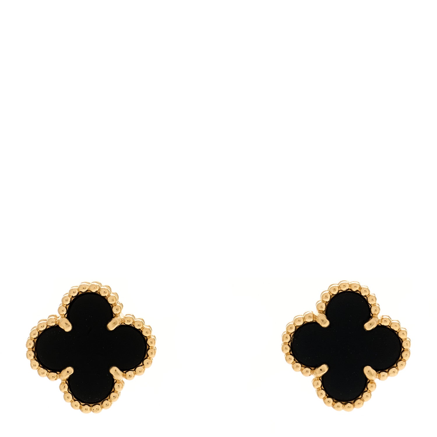 Van Cleef & Arpels 18K Yellow Gold Black Onyx Sweet Alhambra Earrings 1 of 5