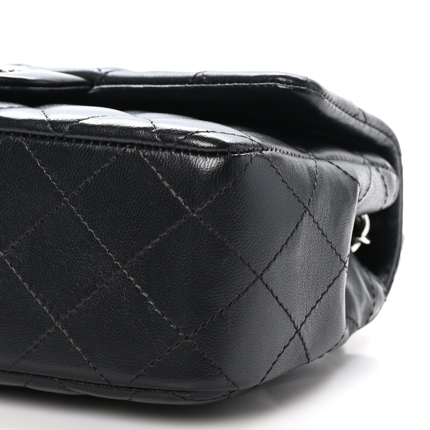 Lambskin Quilted Mini Rectangular Flap Black