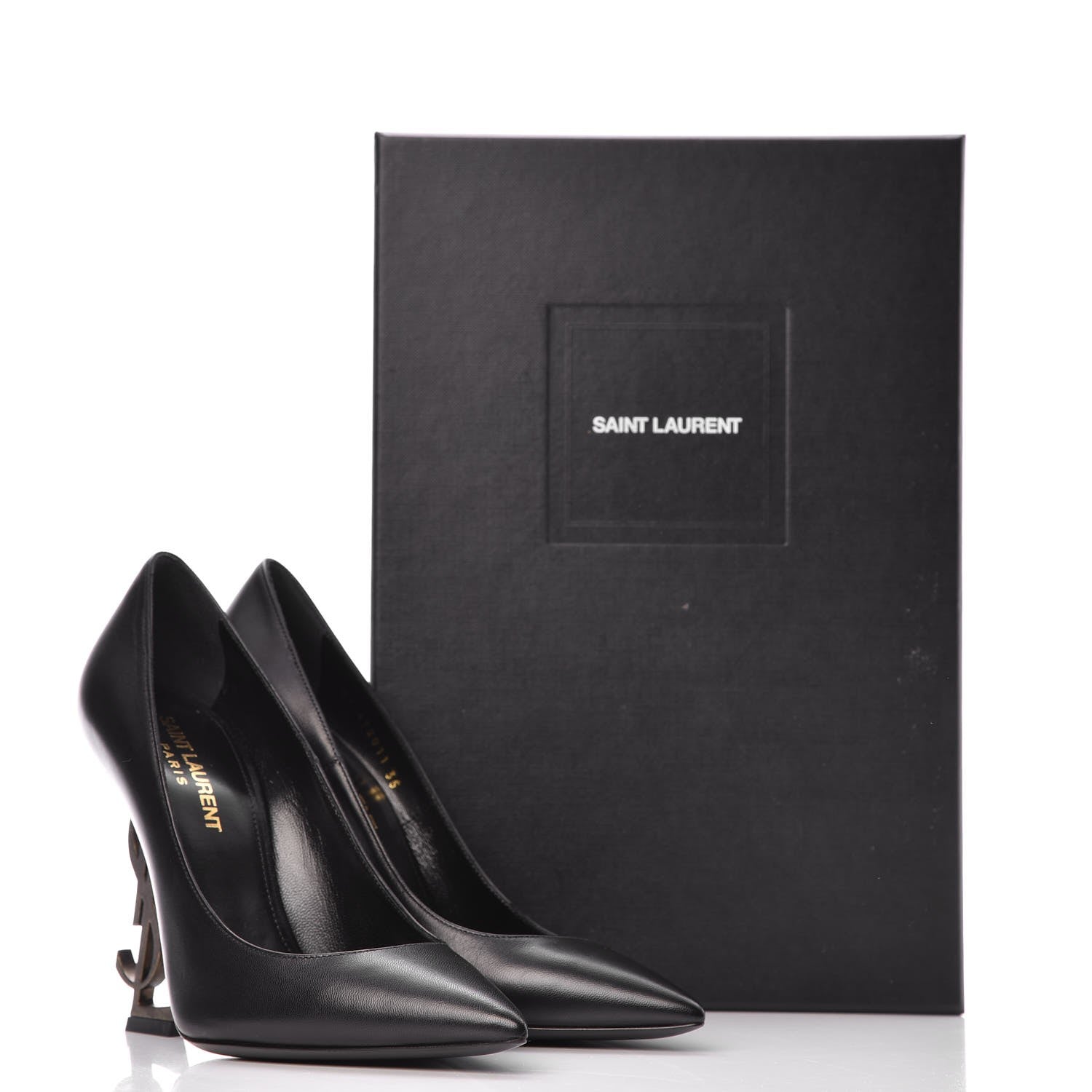 Saint Laurent Calfskin Opyum 100 Pumps 35 Black Gold 9 of 9