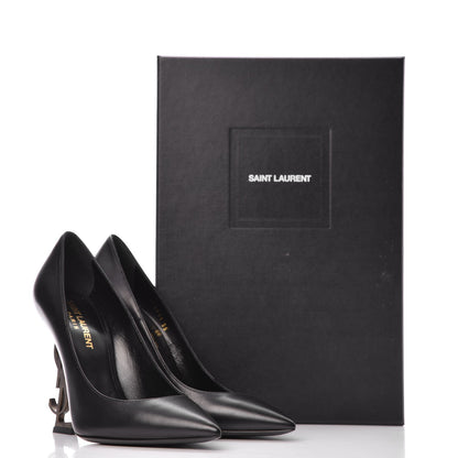 Saint Laurent Calfskin Opyum 100 Pumps 35 Black Gold 9 of 9