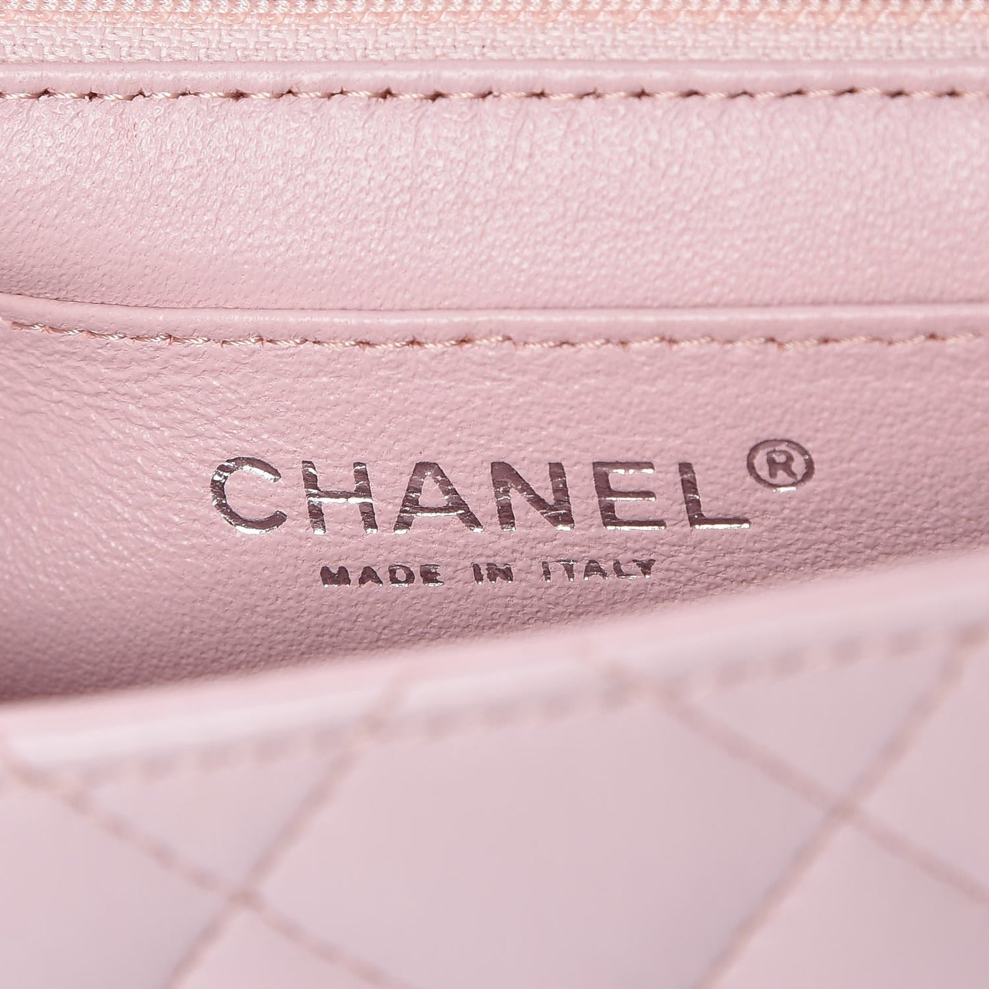 Lambskin Quilted Mini Square Flap Light Pink