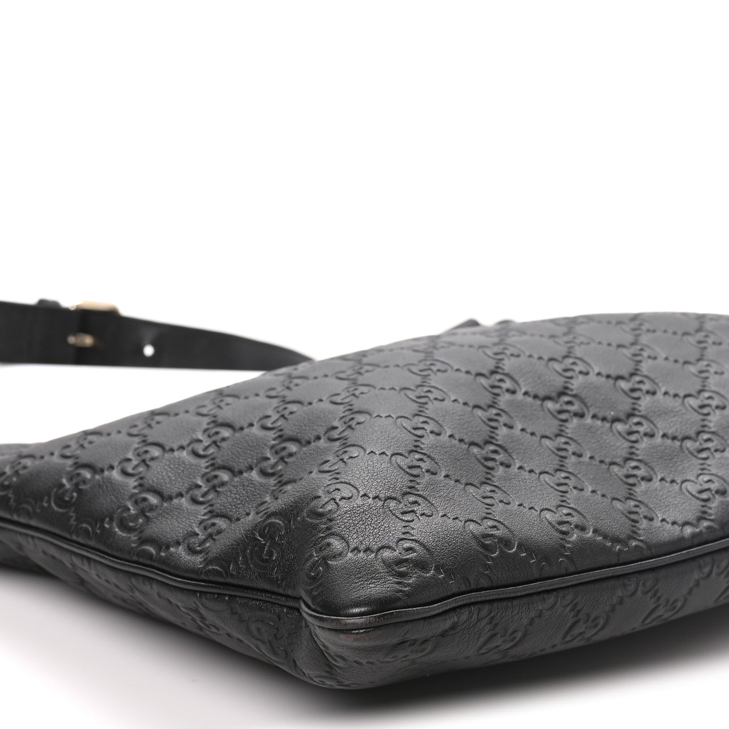 Gucci Guccissima Medium Flat Messenger Bag Black 9 of 10