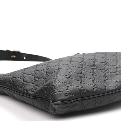 Gucci Guccissima Medium Flat Messenger Bag Black 9 of 10