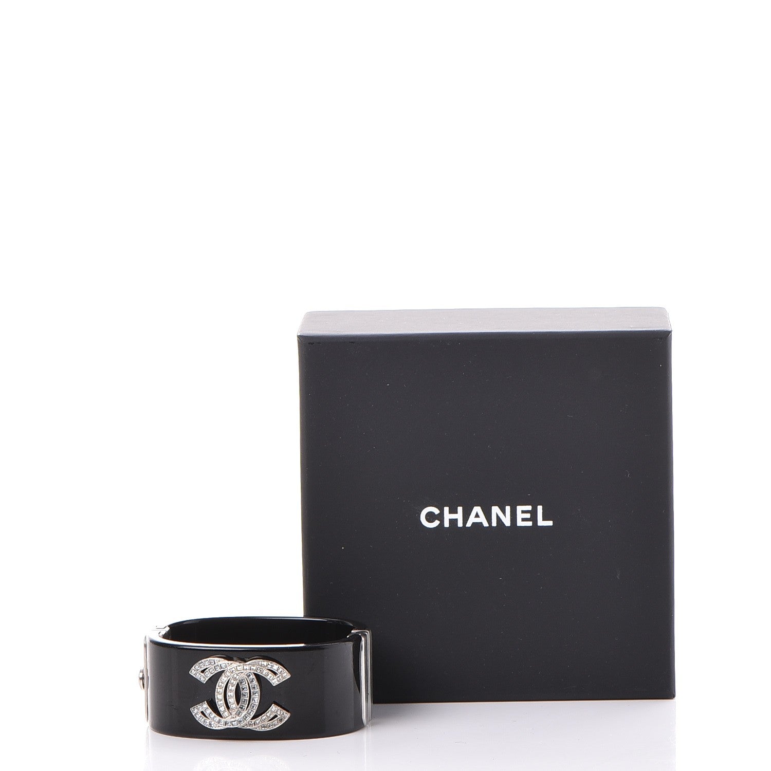 Chanel Resin Crystal Baguette CC Cuff Black 6 of 6