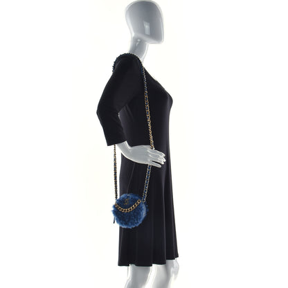 Chanel Shearling Sheepskin Chanel 19 Round Clutch With Chain Blue 2 of 10