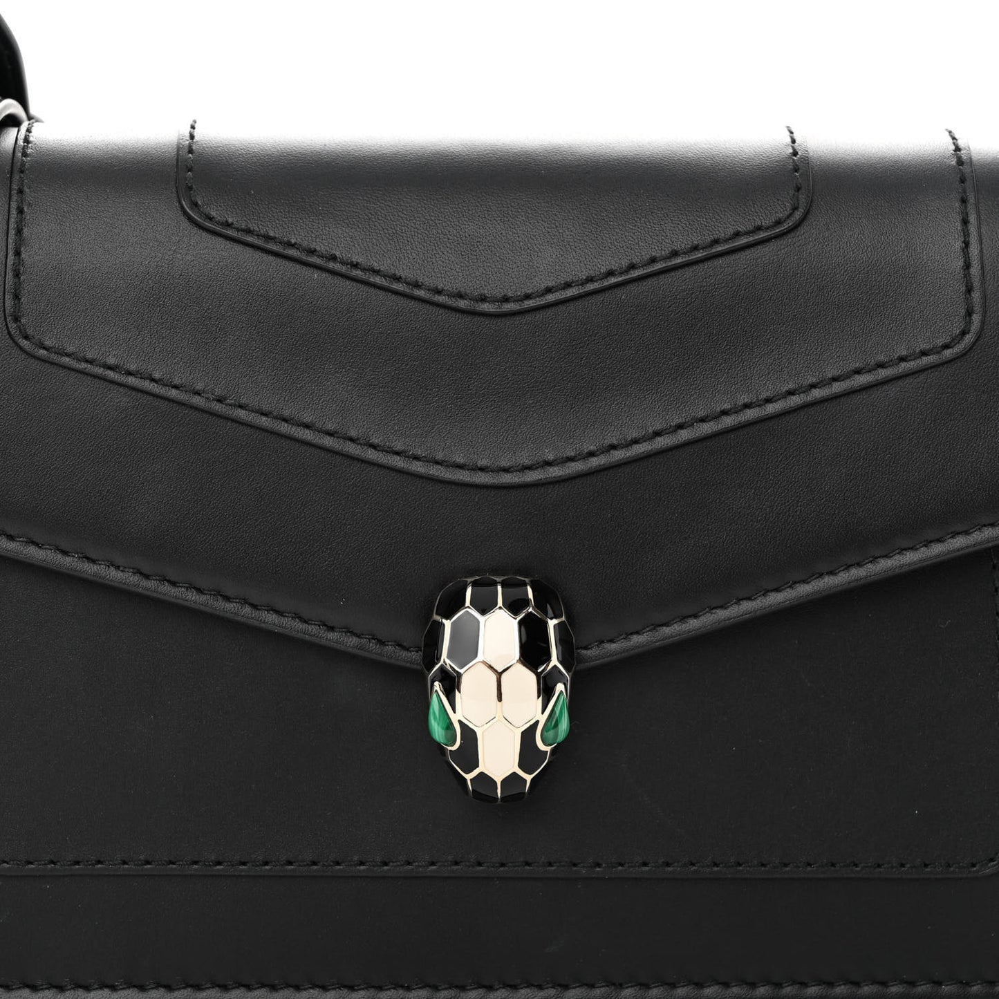Calfskin Serpenti Forever Chain Wallet Black
