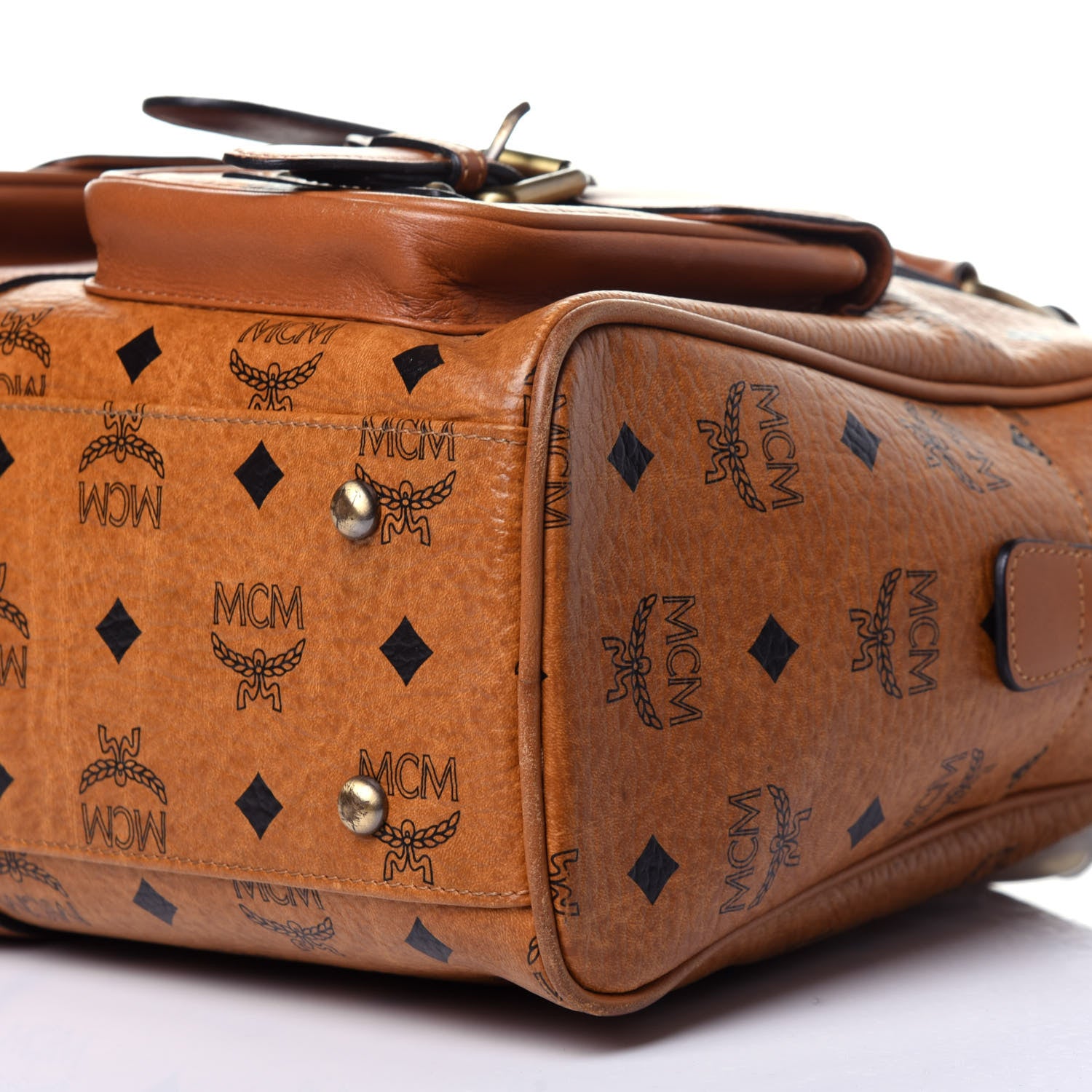 MCM Visetos Satchel Cognac 10 of 12