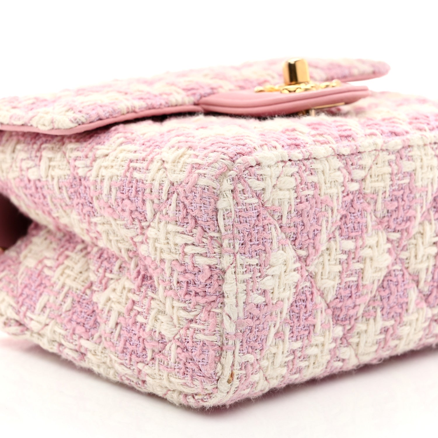 Chanel Tweed Handle Crush Top Handle Flap Bag Pink Ecru 9 of 10
