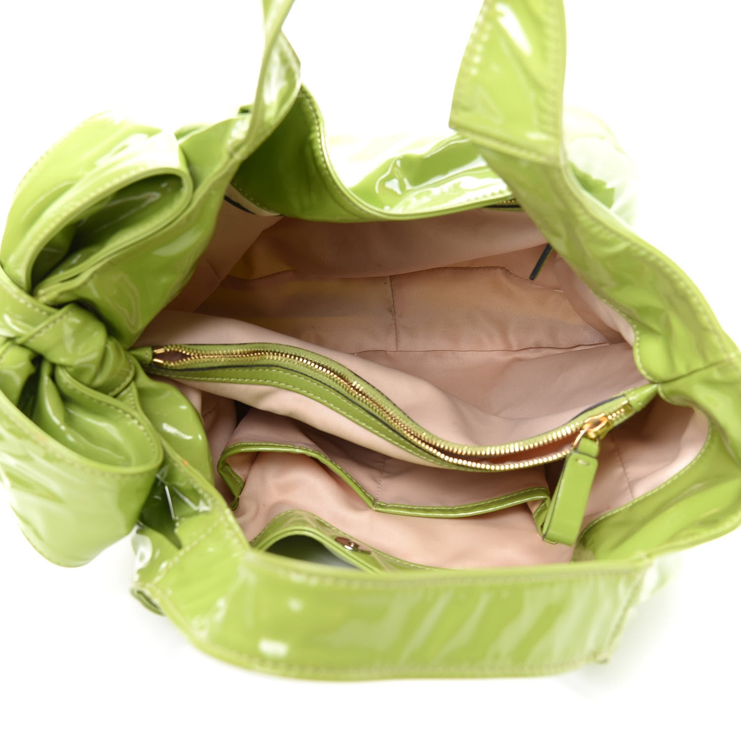 Valentino Garavani Patent Lacca Small Nuage Bow Hobo Green 5 of 9