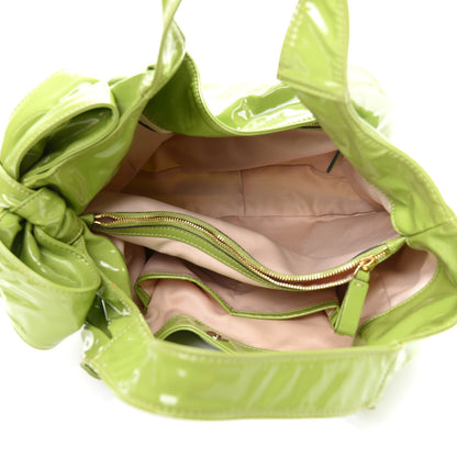 Valentino Garavani Patent Lacca Small Nuage Bow Hobo Green 5 of 9