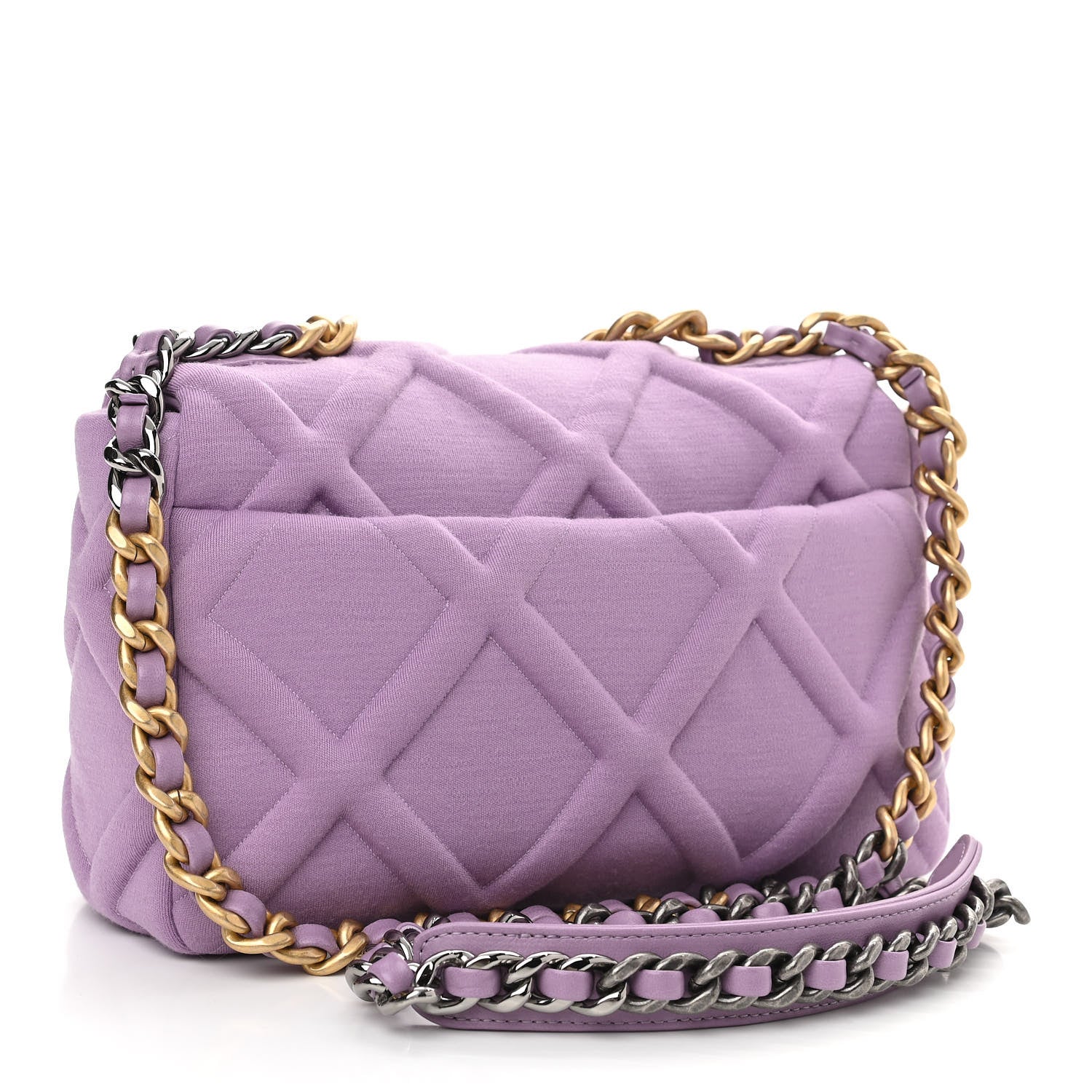 Chanel Jersey Lambskin Quilted Medium Chanel 19 Light Flap Purple 3 of 10