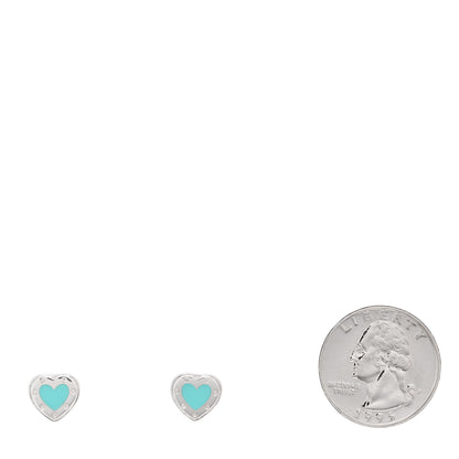 Tiffany Sterling Silver Enamel Mini Return to Tiffany Love Heart Earrings Blue 2 of 4