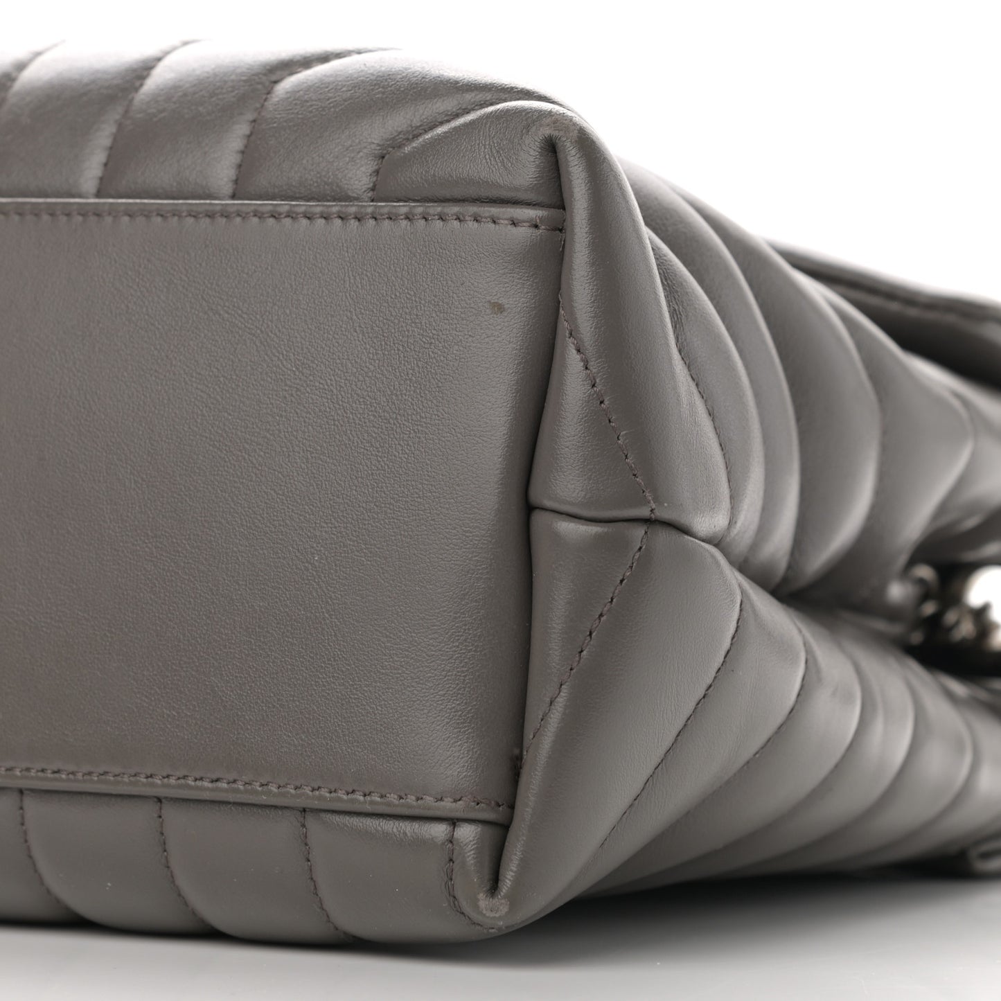 Calfskin Y Quilted Monogram Small Loulou Chain Satchel Pebble