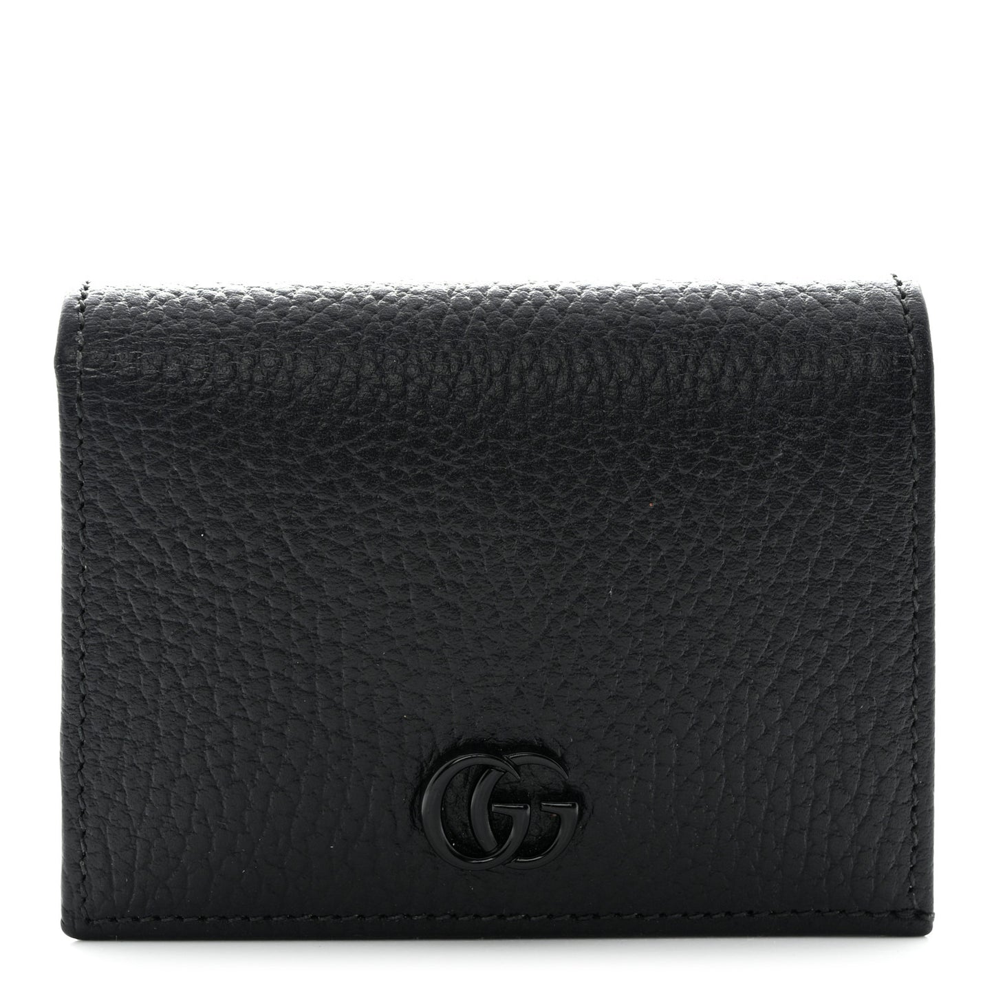 Dollar Calfskin Enamel Monochrome GG Marmont Card Case Black