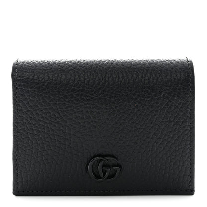 Gucci Dollar Calfskin Enamel Monochrome GG Marmont Card Case Black 1 of 11