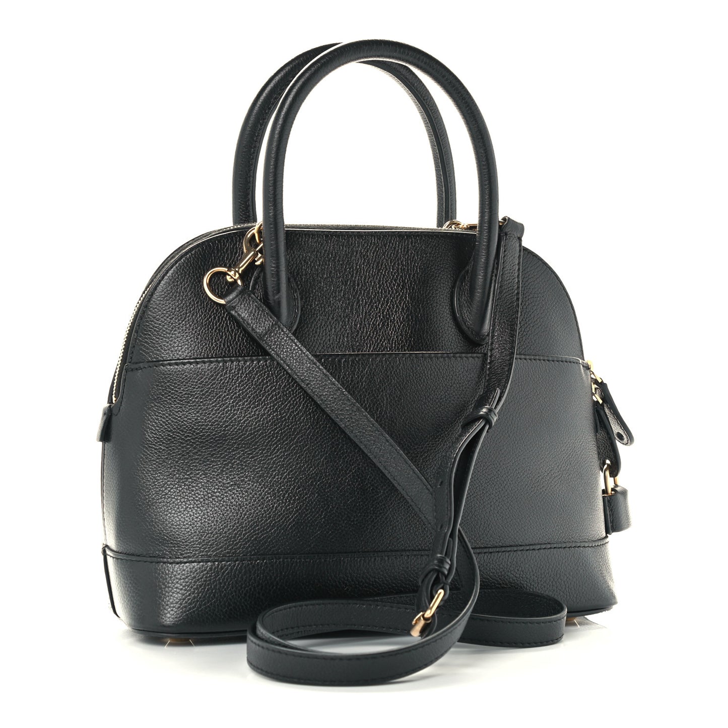 Grained Calfskin Logo S Ville Top Handle Bag Black White