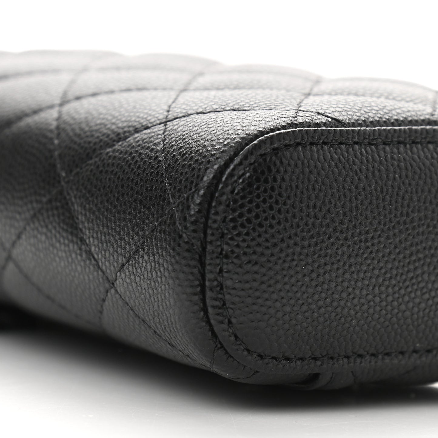 Caviar Quilted Phone Holder With Chain Black