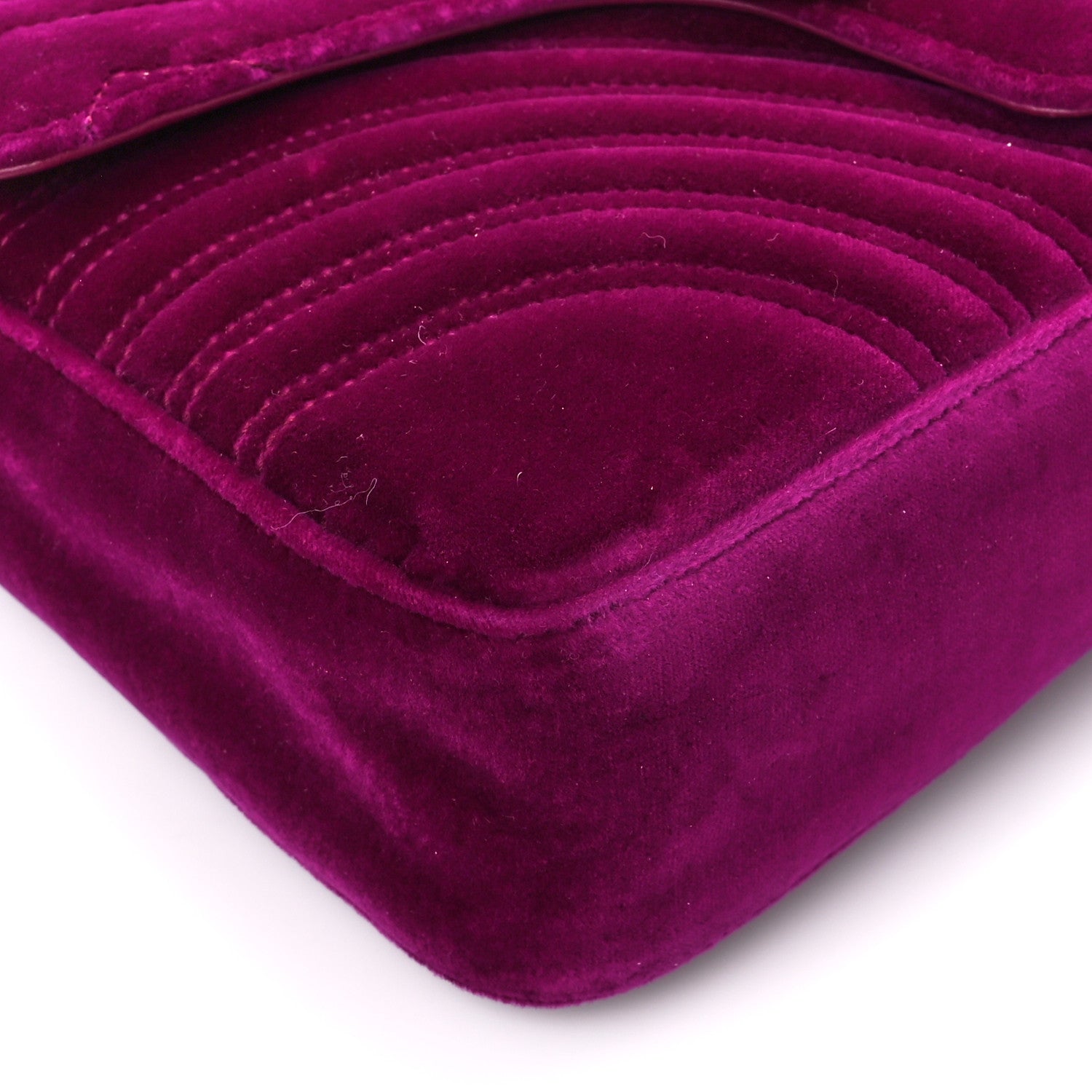 Gucci Velvet Matelasse Medium GG Marmont Shoulder Bag Fuchsia Violet Cyclamen 10 of 11