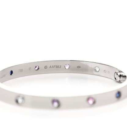 Cartier 18K White Gold Aquamarine Sapphire Spinel Amethyst LOVE Bracelet 17 4 of 8
