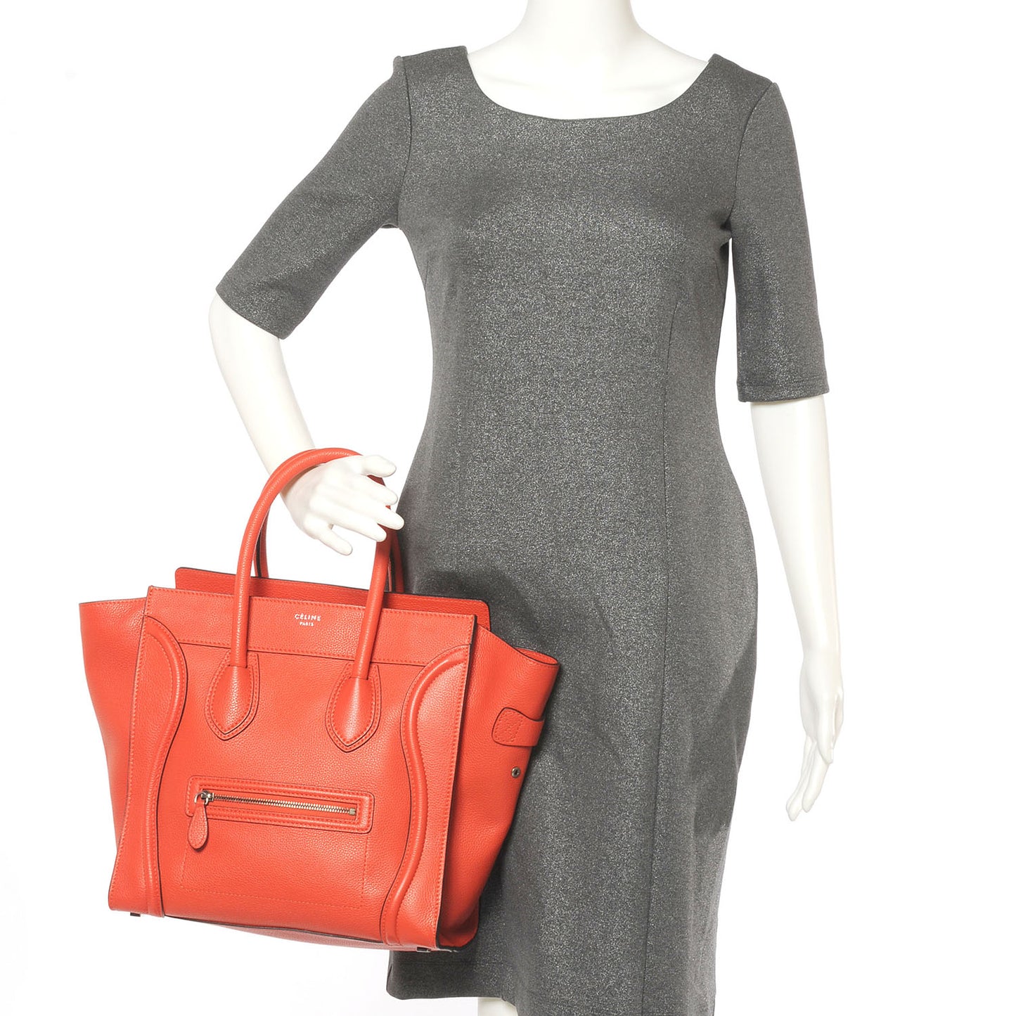 Drummed Calfskin Mini Luggage Bag Vermillion