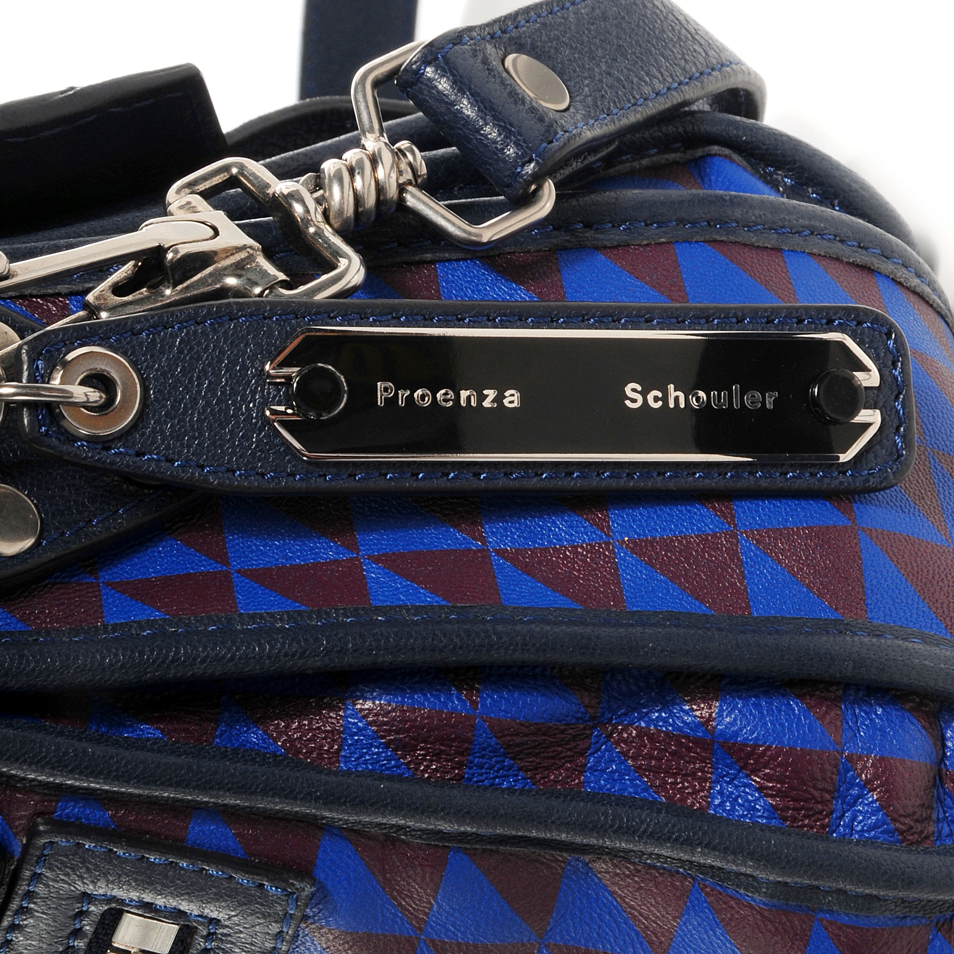 Proenza Schouler Triangle Print Mini PS1 Pouch Royal Blue Pinot Noir 9 of 11