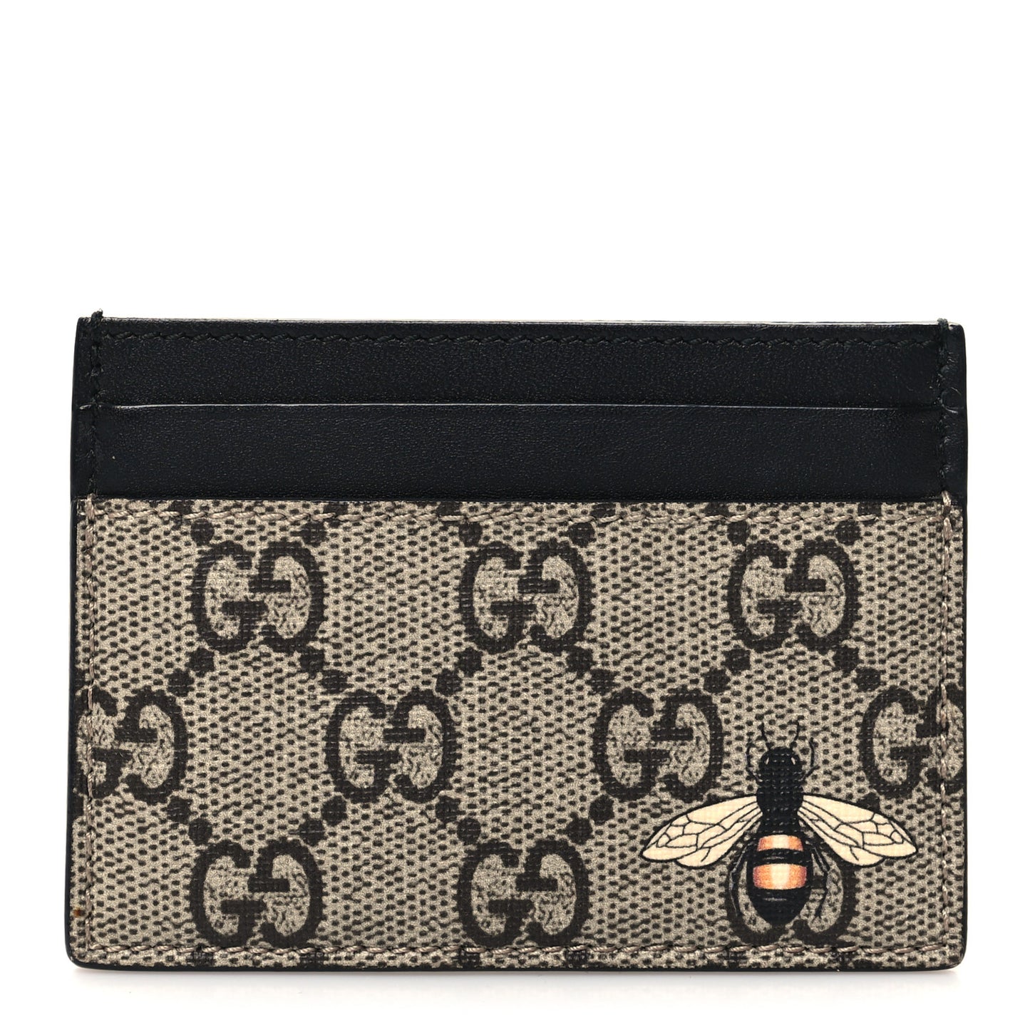 GG Supreme Monogram Bee Print Card Holder Black