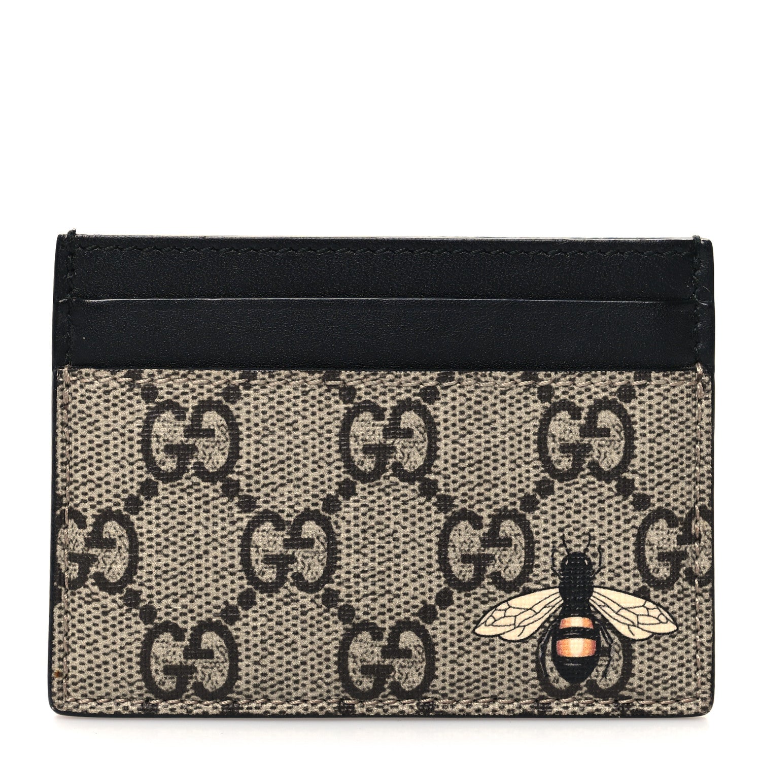 Gucci GG Supreme Monogram Bee Print Card Holder Black 1 of 7