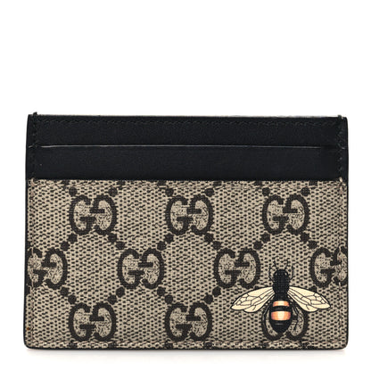 Gucci GG Supreme Monogram Bee Print Card Holder Black 1 of 7