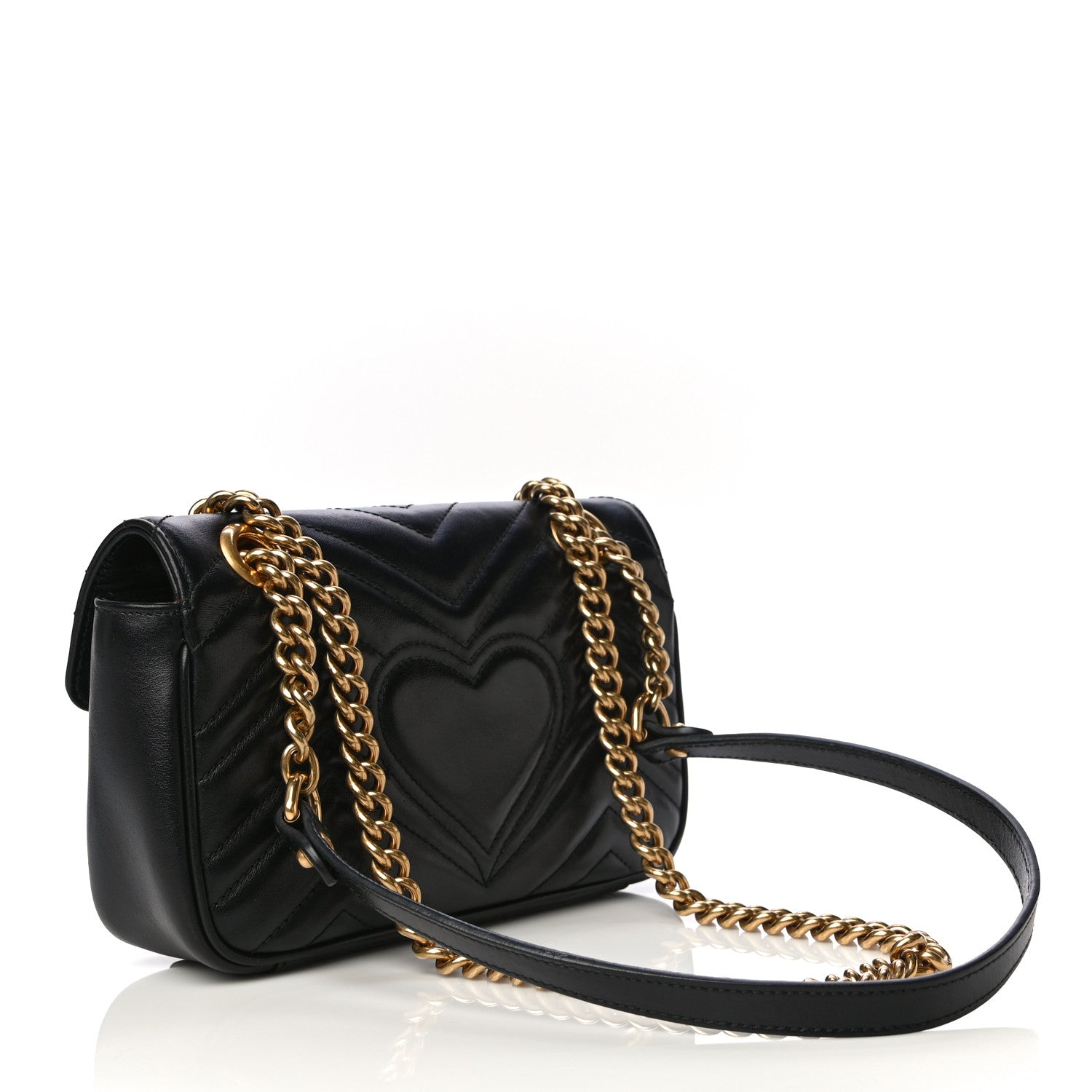 Gucci Calfskin Matelasse Mini GG Marmont Shoulder Bag Black 3 of 13