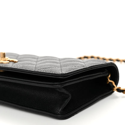 Chanel Caviar Quilted Camellia Clutch With Chain Black 11 of 12