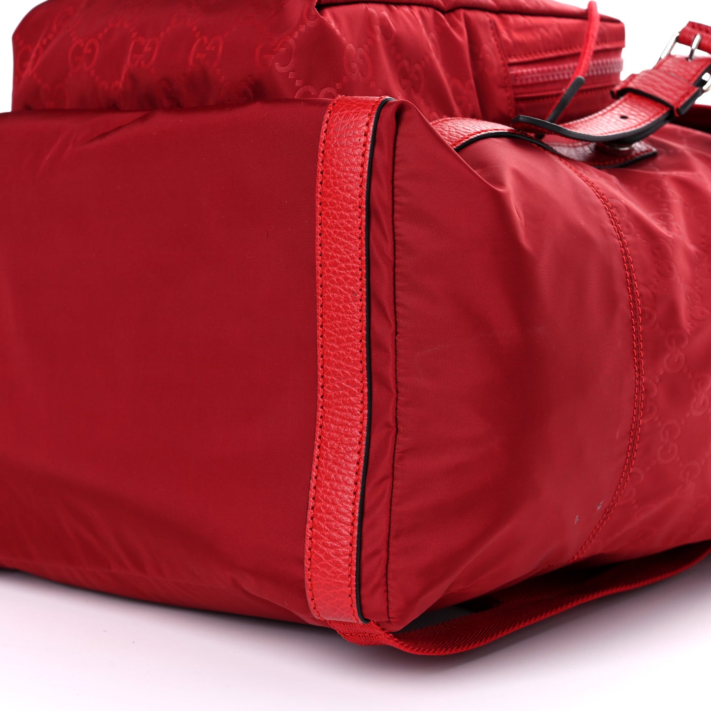 Nylon Monogram Dollar Calfskin Medium Light Double Buckle Backpack Vibrant Red