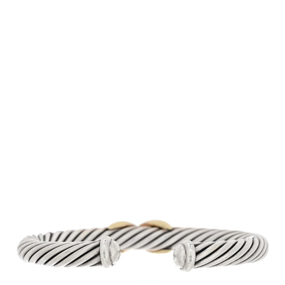 David Yurman DAVID YURMAN Sterling Silver 14K Yellow Gold 7mm X Station Cable Bracelet 2 of 4
