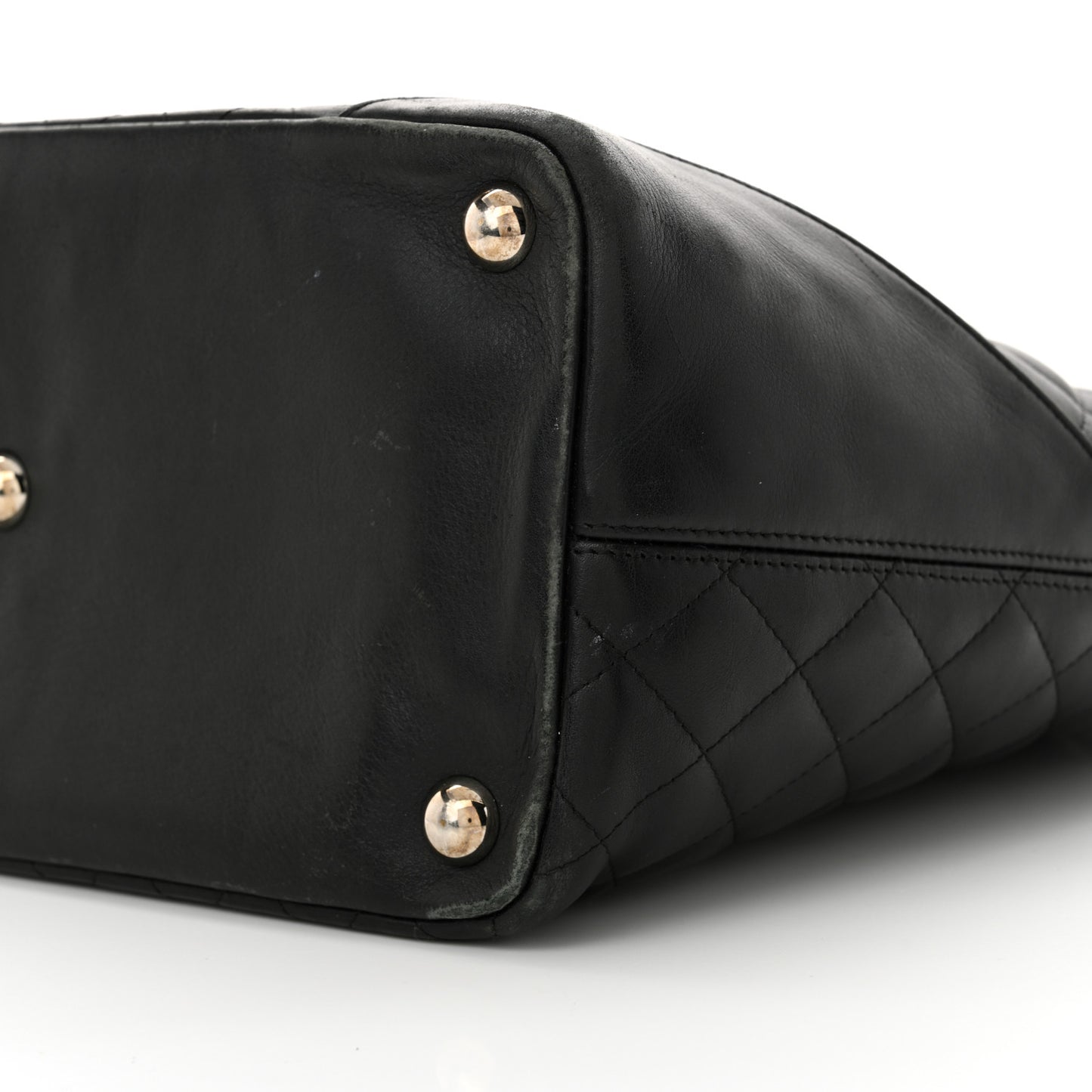 Calfskin Quilted Large Cambon Tote Black