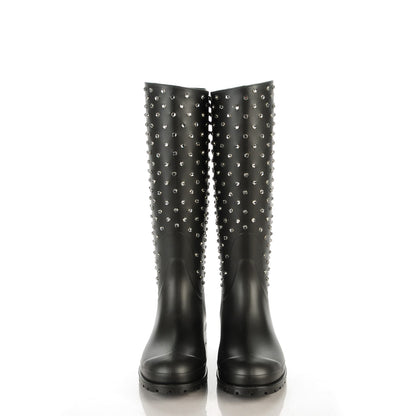 Saint Laurent Rubber Studded Festival Rain Boots 41 Black 2 of 7