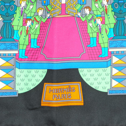 Hermes Silk La Maizeon Des Carres Scarf 90 Noir Gris Multicolor 3 of 6