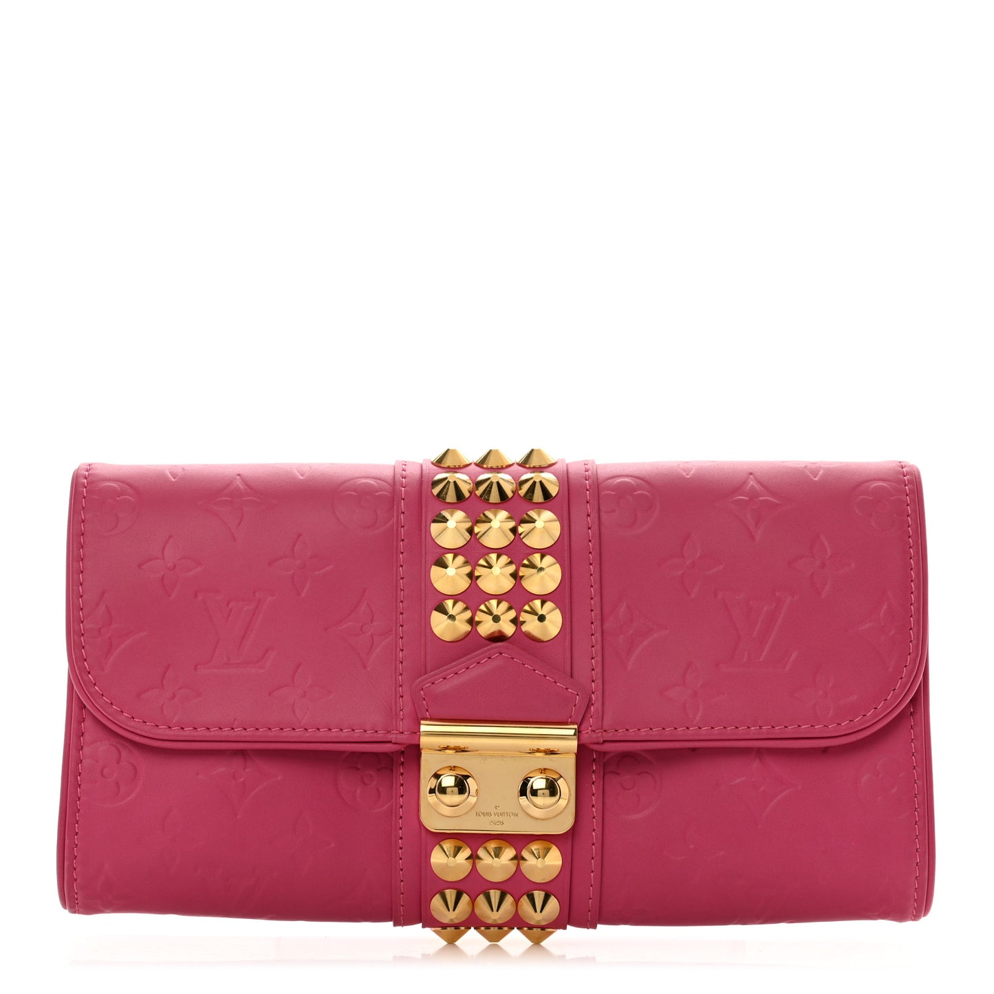 Calfskin Embossed Courtney Pochette Clutch Fuchsia
