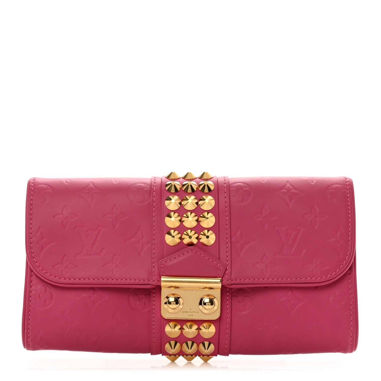Louis Vuitton Calfskin Embossed Courtney Pochette Clutch Fuchsia 1 of 7
