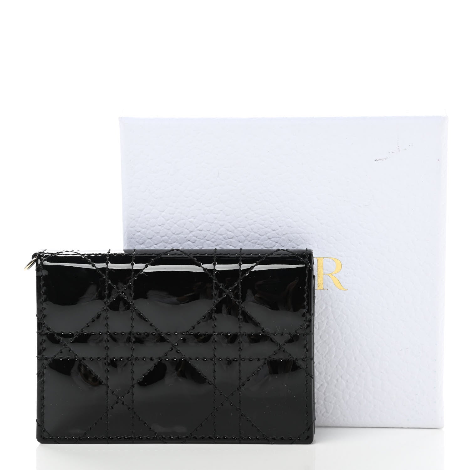 Christian Dior Patent Cannage Small Lady Dior Flap Card Holder Black 8 of 8